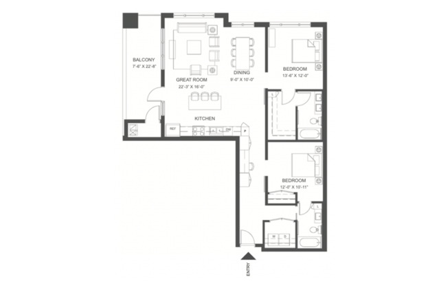 2 beds, 2 baths, 1,365 sqft, $3,095, Unit 340
