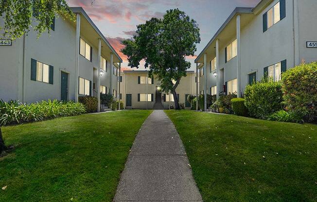 Green Space Walking Trails at Colonial Garden Apartments, San Mateo, California