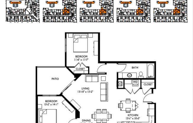 2 beds, 2 baths, 1,147 sqft, $2,200, Unit 514