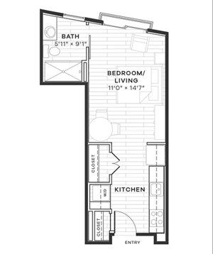 Studio, 1 bath, 378 sqft, $1,468