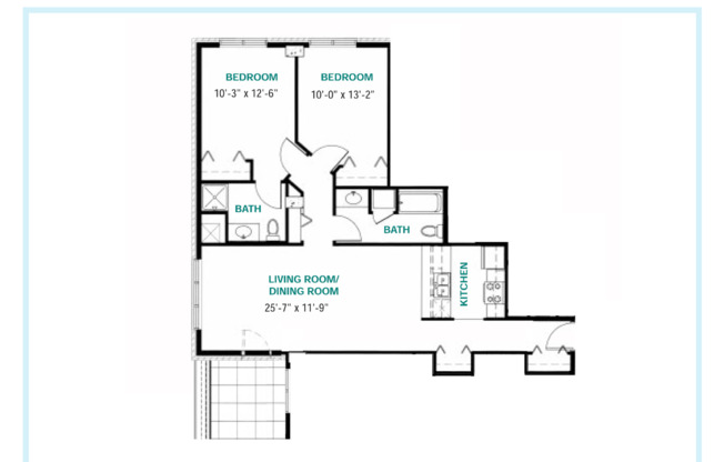 2 beds, 2 baths, 1,219 sqft, $1,555, Unit 0201