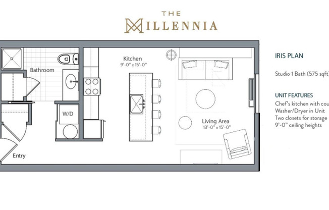 Studio, 1 bath, 575 sqft, $2,310, Unit MIL-6M