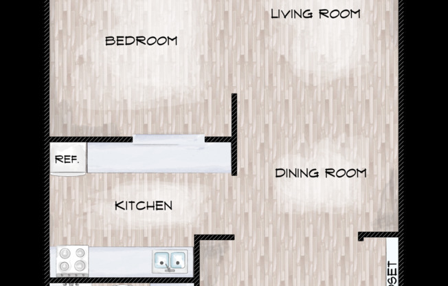Studio, 1 bath, 406 sqft, $1,069, Unit 111