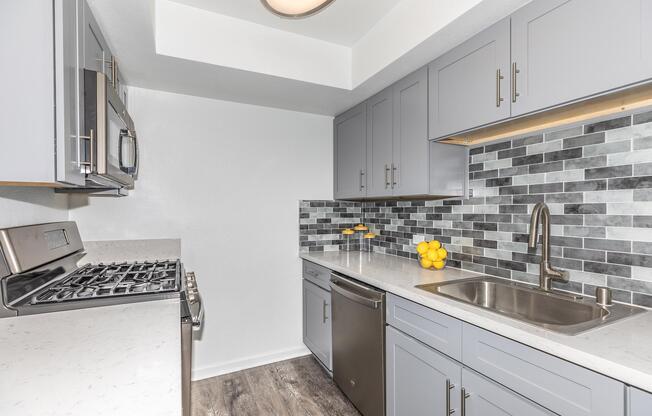 Kitchen at Enclave at Town Square Apartments in Chino, CA