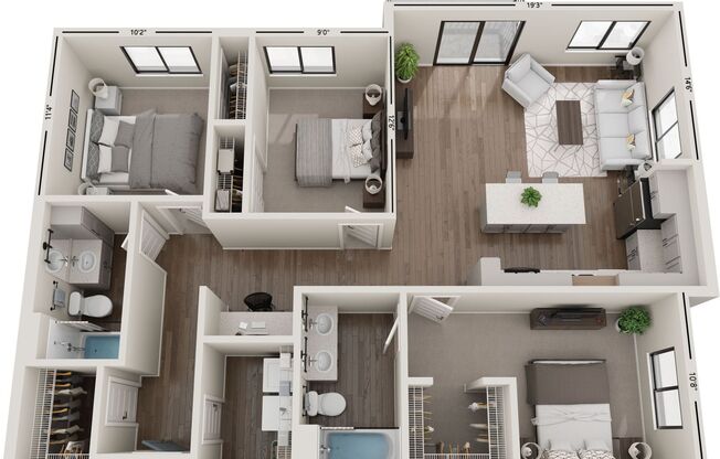 3 beds, 2 baths, 1,271 sqft, $1,785, Unit 216