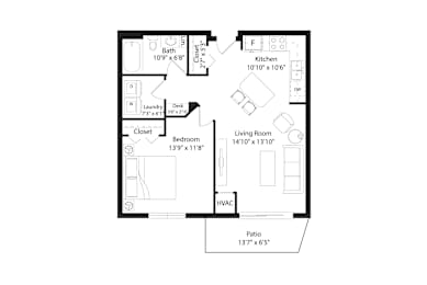 1 bed, 1 bath, 852 sqft, $1,488