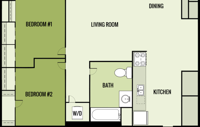 2 beds, 1 bath, $943