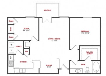 1 bed, 1 bath, 866 sqft, $1,749