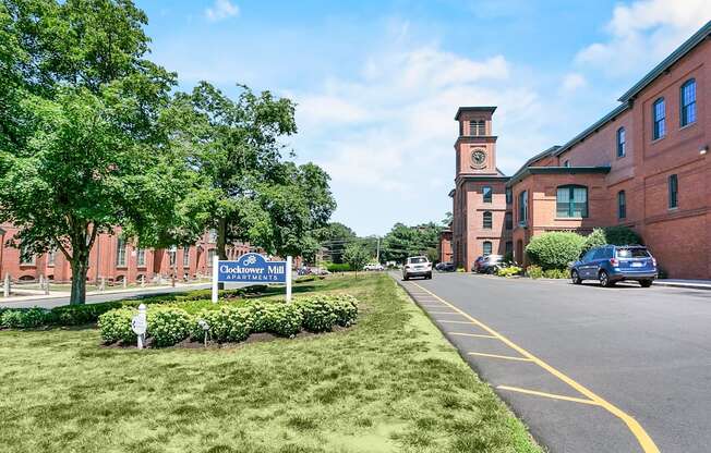 Exterior Landscape at Clocktower and Velvet Mill Apartments, Manchester, CT, 06040