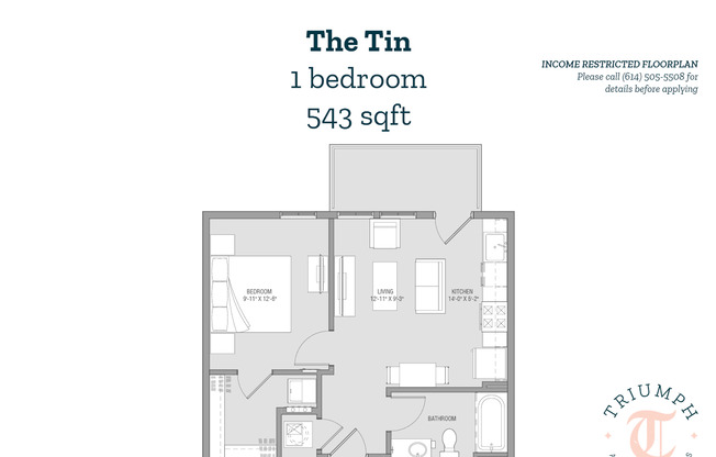 1 bed, 1 bath, 543 sqft, $973, Unit 232