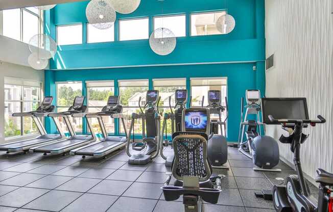 Cardio machines in fitness center