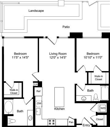 2 beds, 2 baths, 1,072 sqft, $3,666