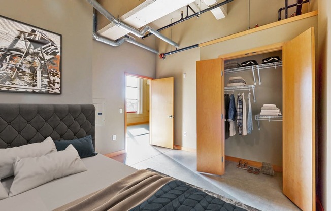 Virtually Staged Bedroom at Buzza Lofts of Uptown, Minneapolis, 55408