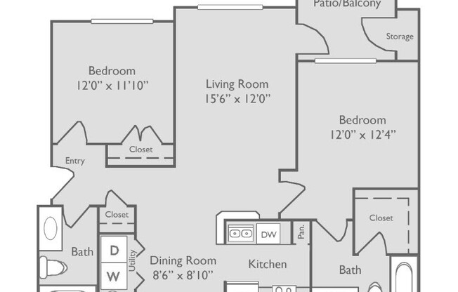 2 beds, 2 baths, 999 sqft, $1,418