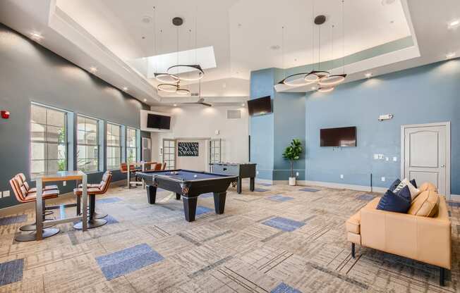 the preserve at ballantyne commons clubhouse with a pool table