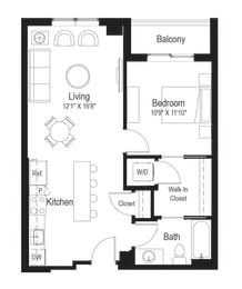 1 bed, 1 bath, 745 sqft, $2,007