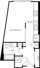 Studio, 1 bath, 547 sqft, $1,398