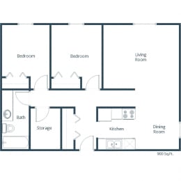 Sunchase Apartments | Two Bedroom Floor Plan