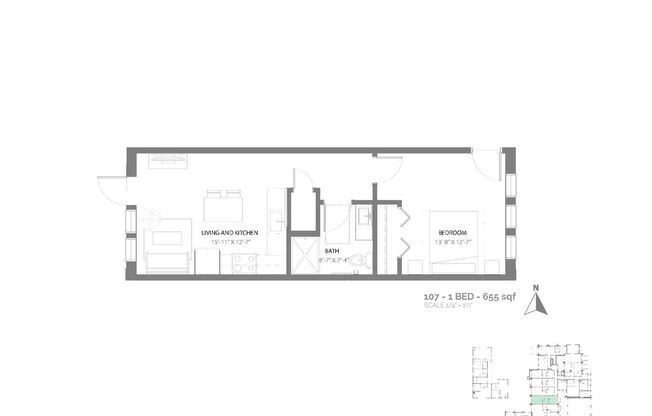 1 bed, 1 bath, 527 sqft, $1,345, Unit 3225-107A