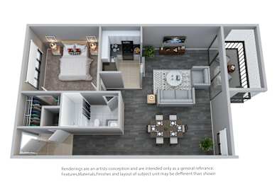 1 bed, 1 bath, 613 sqft, $1,850