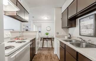 Double stainless steel sink at Walnut Hill, San Antonio