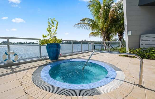 Relax in the spa with a tranquil view