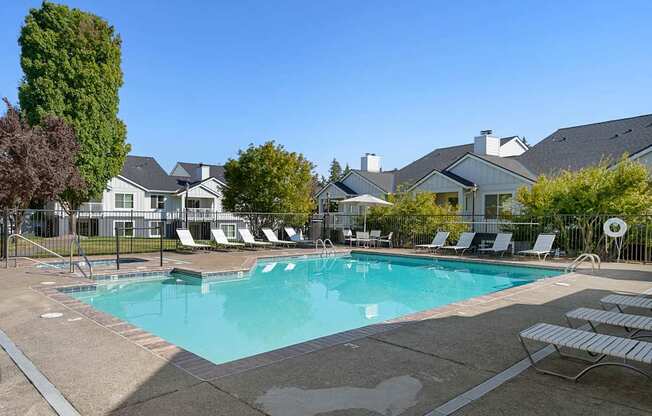 the swimming pool at the preserve at polk apartments