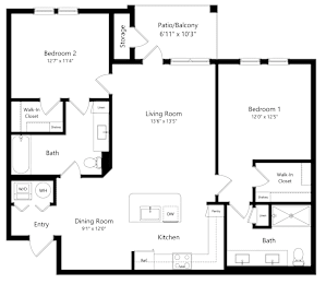 2 beds, 2 baths, 1,236 sqft, $2,498