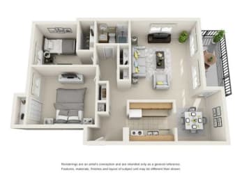 2 beds, 1 bath, 899 sqft, $1,453