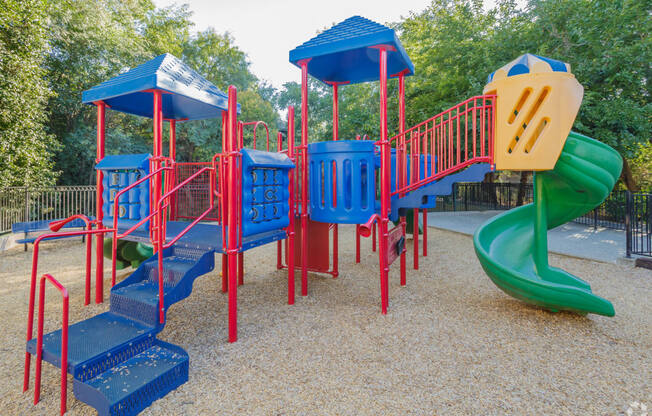 a colorful playground in a park