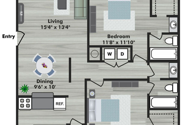 2 beds, 2 baths, 1,042 sqft, $1,680