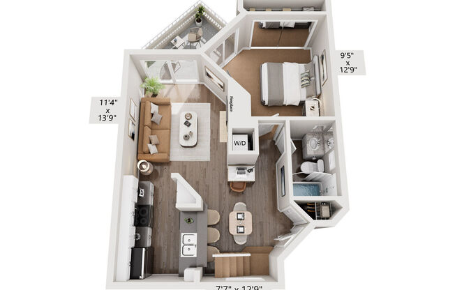 1 bed, 1 bath, 782 sqft, $2,970