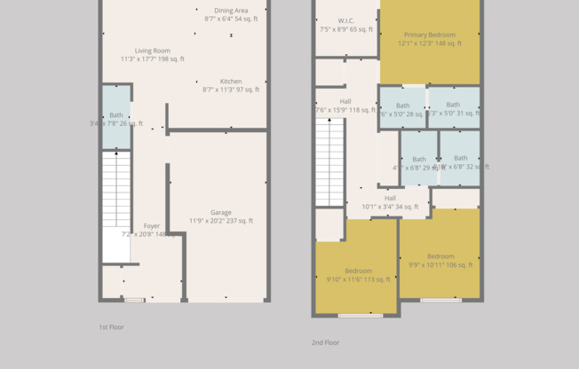 3 beds, 2.5 baths, 1,402 sqft, $1,800, Unit B150