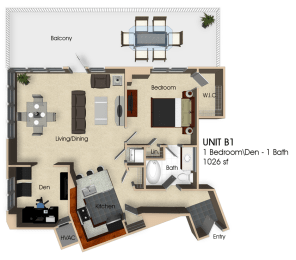 1 bed, 1 bath, 1,026 sqft, $2,674