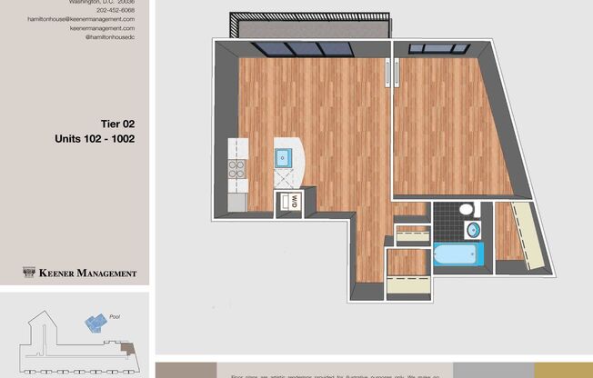 1 bed, 1 bath, 720 sqft, $3,668, Unit 0702