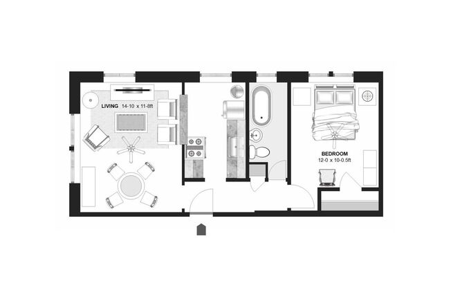 1 bed, 1 bath, 505 sqft, $850, Unit A