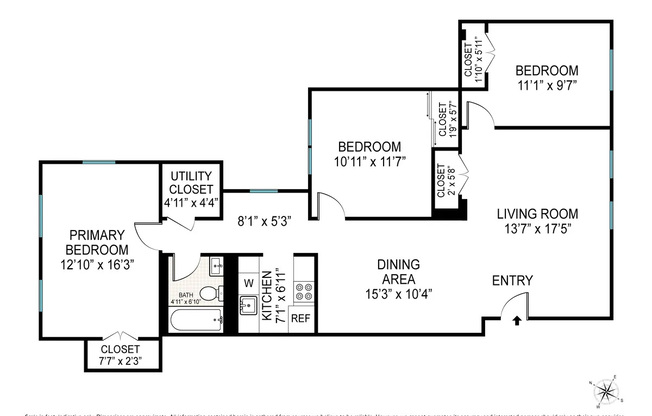 3 beds, 1 bath, 1,100 sqft, $3,150, Unit 4H