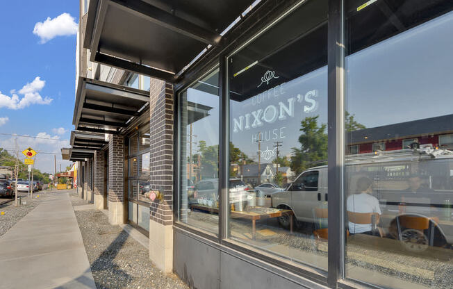 Coffee just down the stairs at Nixon's in Wash Park Station Apartments
