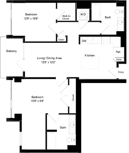 2 beds, 2 baths, 1,029 sqft, $5,977, Unit 0304