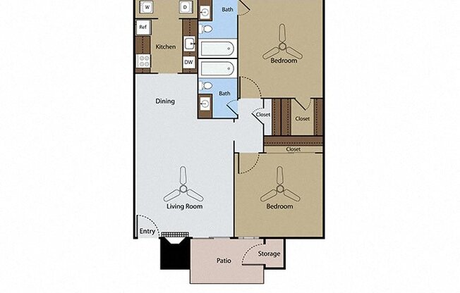 2 beds, 2 baths, 906 sqft, $1,535