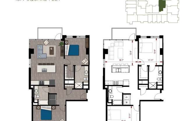 2 beds, 2 baths, 1,079 sqft, $2,995, Unit 1026