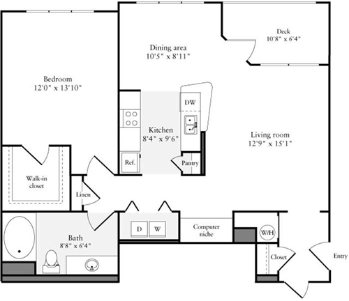 1 bed, 1 bath, 910 sqft, $3,030, Unit 1124