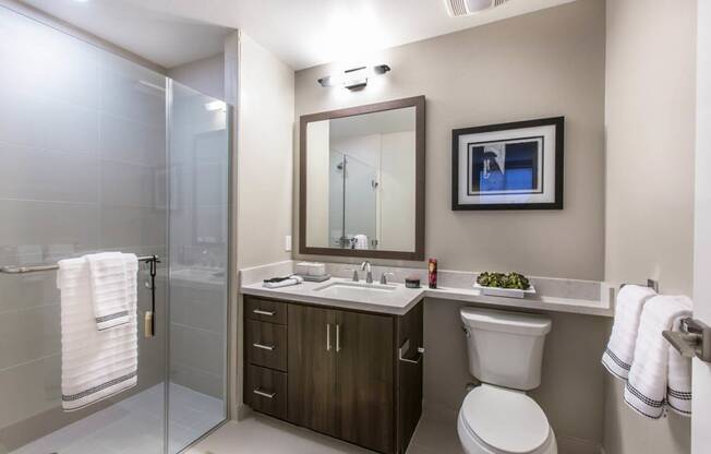 Renovated Bathroom at The Adler Apartments, Los Angeles, CA