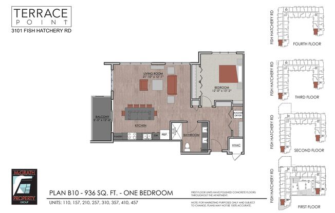 1 bed, 1 bath, 936 sqft, $1,870, Unit 210