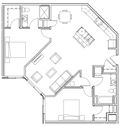 2 beds, 2 baths, 1,206 sqft, $3,090