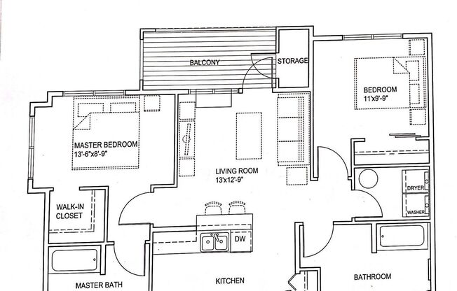 2 beds, 2 baths, 907 sqft, $1,599, Unit 208B