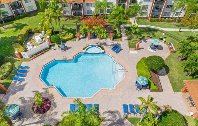 Drone view of pool area