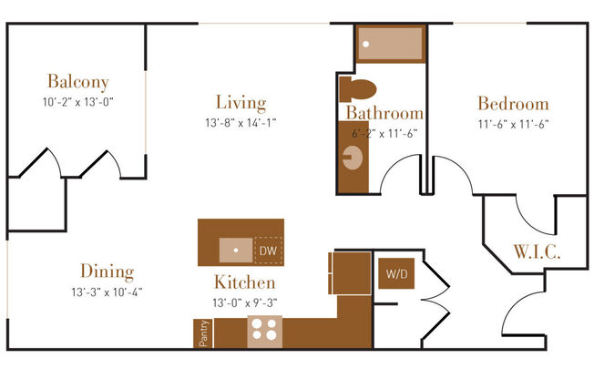 1 bed, 1 bath, 896 sqft, $1,832