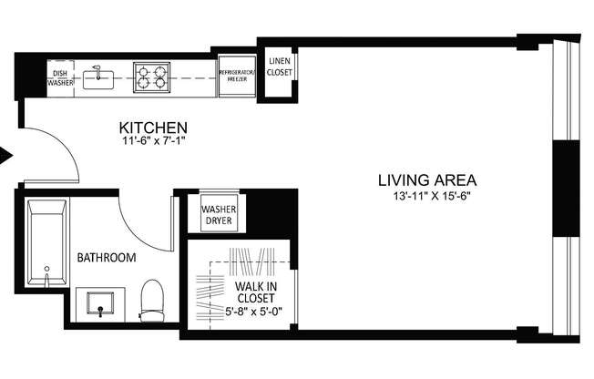 Studio, 1 bath, 493 sqft, $3,061