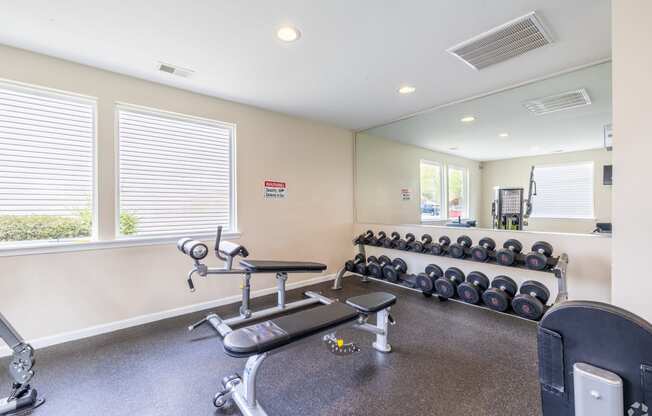 the gym has plenty of weights and cardio equipment at our apartments